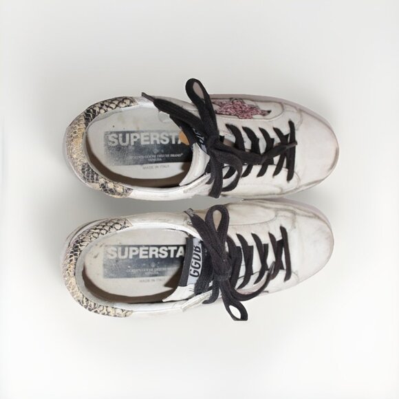 Golden Goose Super-Star White Pink Glitter Low Top Sneakers Womens Size 35 5 - Picture 5 of 14